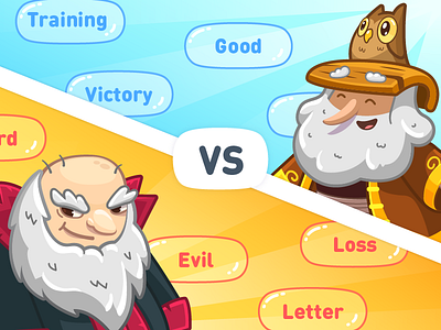 Lingvotree Characters characer evil fight flat game illustration line magic owl smile vector wizard