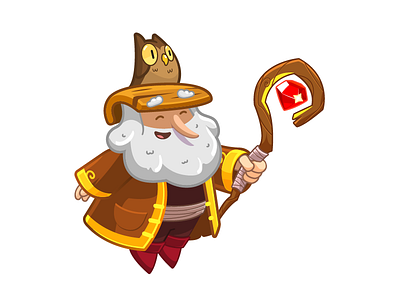 Lingvotree Character avatar characer flat game illustration language line magic owl ruby smile wizard