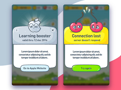 Lingvotree UI apple cherry connection flat game illustration interace language line popover popup ui