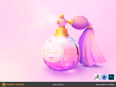 Perfume 3d beauty bottle cg charm cute design game girl gold heart icon illustration love magic perfume pink woman