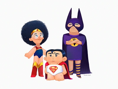 Children's Justice League baby batman character child children comics concept art costume fanart halloween illustraion justice league kid superhero superheroes superman wonder woman wonderwoman