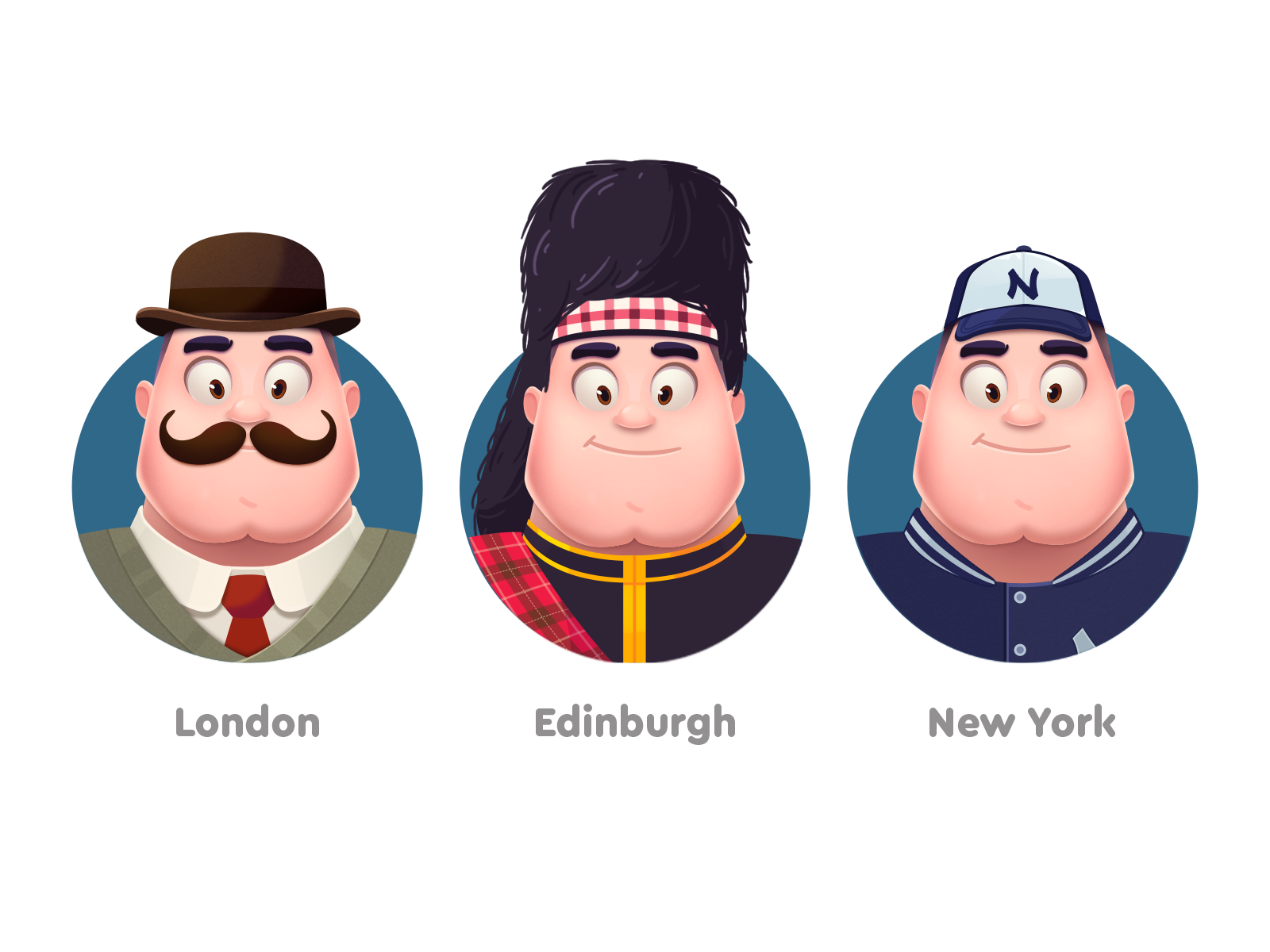 WordsApp Characters avatar character character design england english face game hat icon illustration london man moustache new york scottish smile