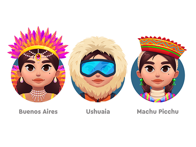 WordsApp Characters 2d 2dart app avatar carnival casual character costume design feathers game gamedev girl glasses illustration inca match3 mobile polar woman