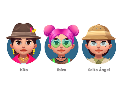 WordsApp Characters 2d 2dart avatar casual character cute design discover explorer game girl hat icon illustration inca match3 mobile pink hair scientist woman