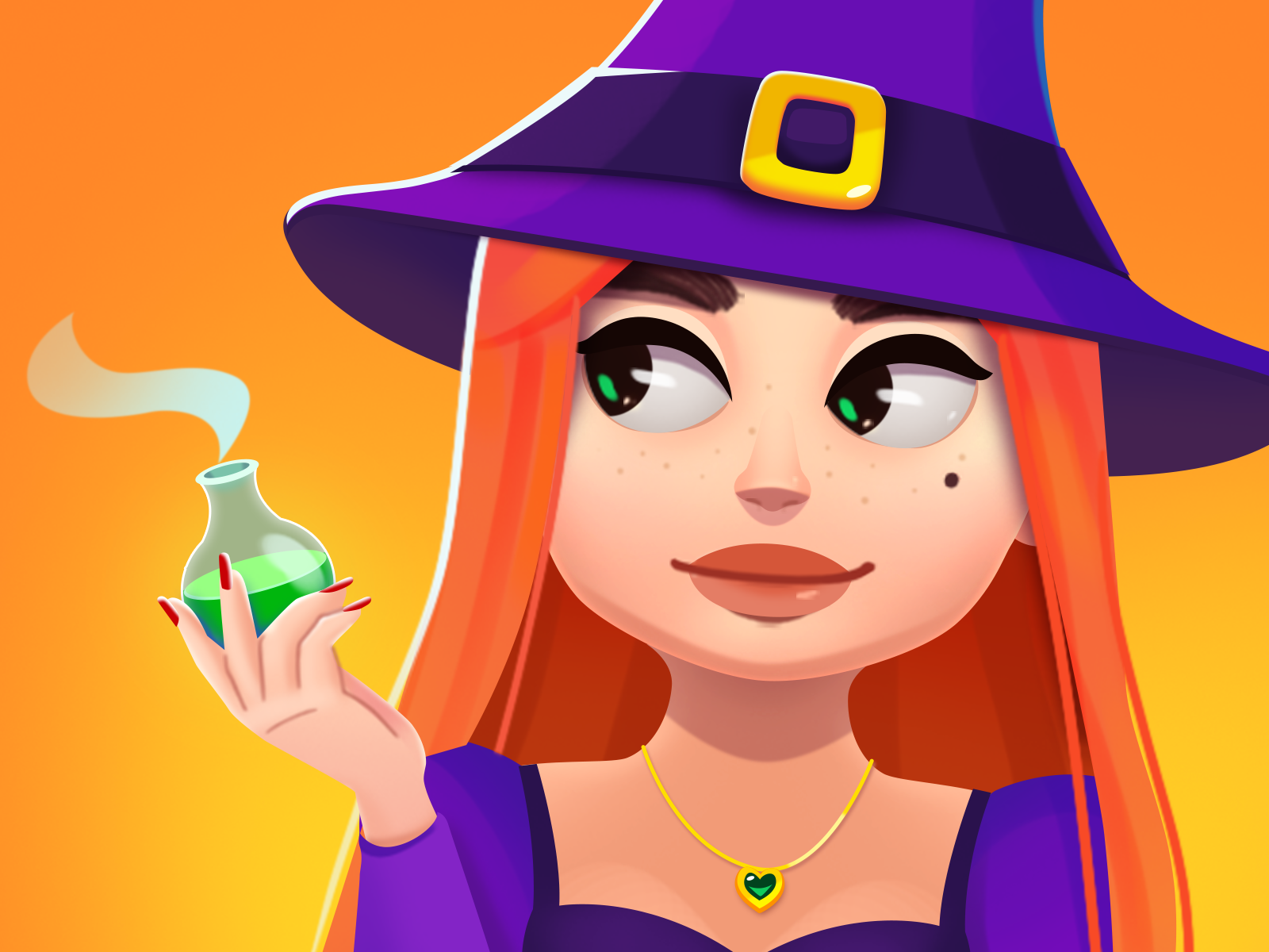 Witch 2d art art cartoons character character design girls illustraion illustration magic photoshop poison red hair redhead smiley witch wizard woman