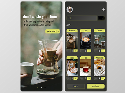 Coffee order app concept app branding design ui uiux ux