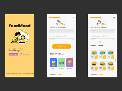 An app that finds a specific given food within a given area app branding design illustration ui uidesign uiux ux