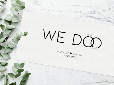 Marielle & Gaëtan — Wedding invitation black white graphic design print design silver wedding invitation