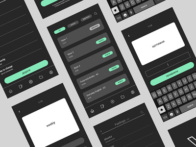 English Words Learning App app app design black dark theme design english flash cards index cards interface learning repetition ui ux word words