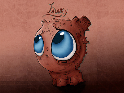 Trunky big eyes blue brown character drawing illustration little monster trunky