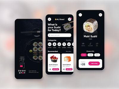 Concept Design for Sushi Spot App app delivery food app japan sushi tempura ui