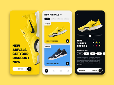 Trainers Shop App – Main Screens Design app design nike running shoes shop sport trainers ui