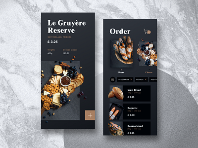 Bakery App Concept appetite business card category catering dark delivery ecommerce filters food luxury marble meal menu product serif shop stylish ui