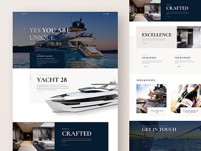 Concept for Yacht Company beige boat clean design desktop font grid interior landing luxury serif stylish typogaphy web website yacht