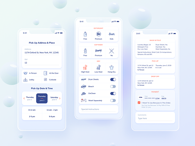 Laundry & Dry Cleaning Delivery Service address bubble checkout clean cleaning create datepicker delivery form laundry laundry service mobile order payment picker pickup service shadow wash