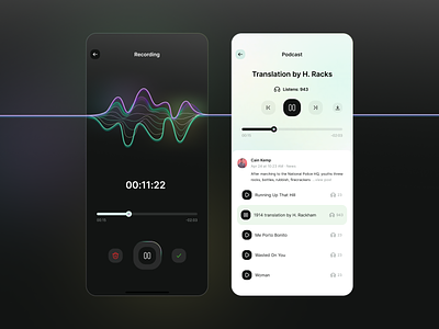 Mobile Player clean dark equalizer gradient interface ios media mobile mobile ui music play player podcast slider tracks ui wave
