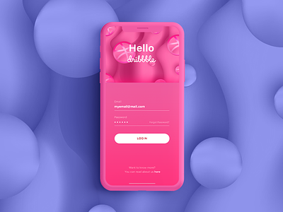 Hello Dribbble! app authorization bubble creative hello illustration iphone login mobile mobile app pink sign in sign up ui vector
