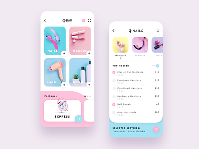 G.Bar Beauty App Redesign app beauty bright candy card color concept creative minimal photoshop pink price round rounded swipe tabs trend ui ux