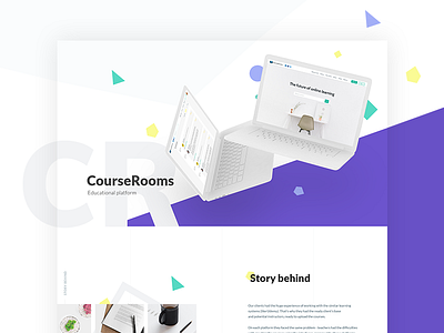 Course Rooms. Educational Web Platform clean colors course coursera design education geometry landing learning light minimal minimalistic perspective shapes student typography ui violet web white
