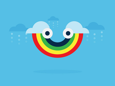 Turn That Frown Upside Down clouds geometric illustration rain rainbow smile