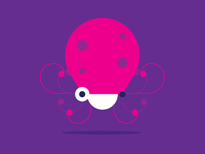 Octopus animal childrens geometric illustration octopus purple sea sea animal smile underwater vector violet