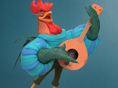 Alan-A-Dale 3d character disney maya model pixar render rendering renderman robin hood rooster walt disney