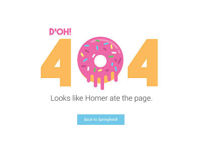Donut 404 Error Page 404 donut error page flat design simpsons