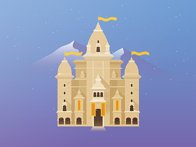 Nepal ❄️ blue building castle gradient illustration mountains overwatch pastel purple snow temple