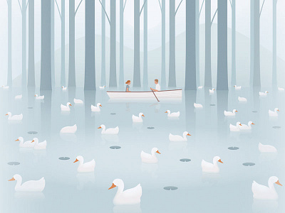 💌 The Notebook boat canoe duck geese illustration landscape reflection the notebook water