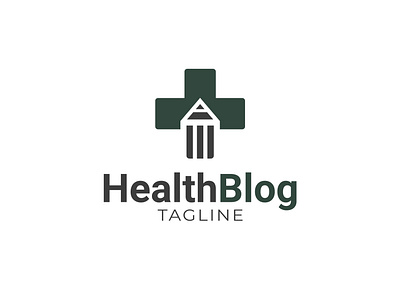 Health Blog Logo - Medical Plus + Pen sign