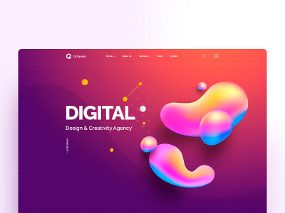 Landing Page Digital Agency 3d abstract branding design gradient illustration typography ui ux web