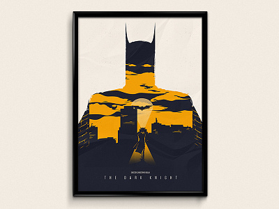 The Dark Knight alternative blue dark illustration movie poster yellow