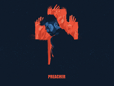 Preacher ai cinema face film illustration movie print vector