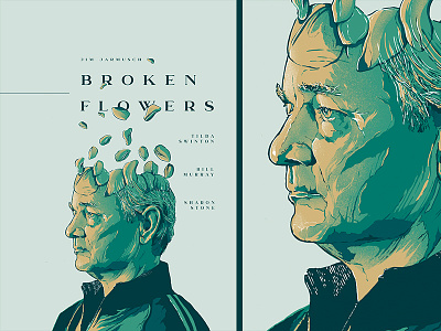 broken flowers cinema design face film illustration movie poster typography
