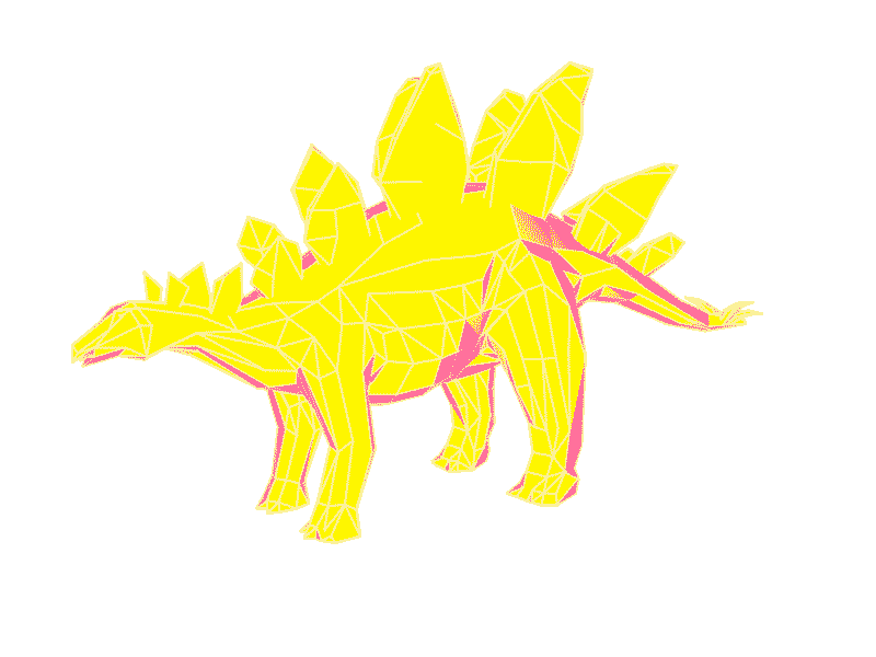 Yellow Stegosaurus 3d animation c4d dinosaur eveagram geometry gif giphy gradient pink