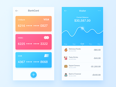 Payment Balance App app balance bankcard blue daily ui drink finance food payment wallet