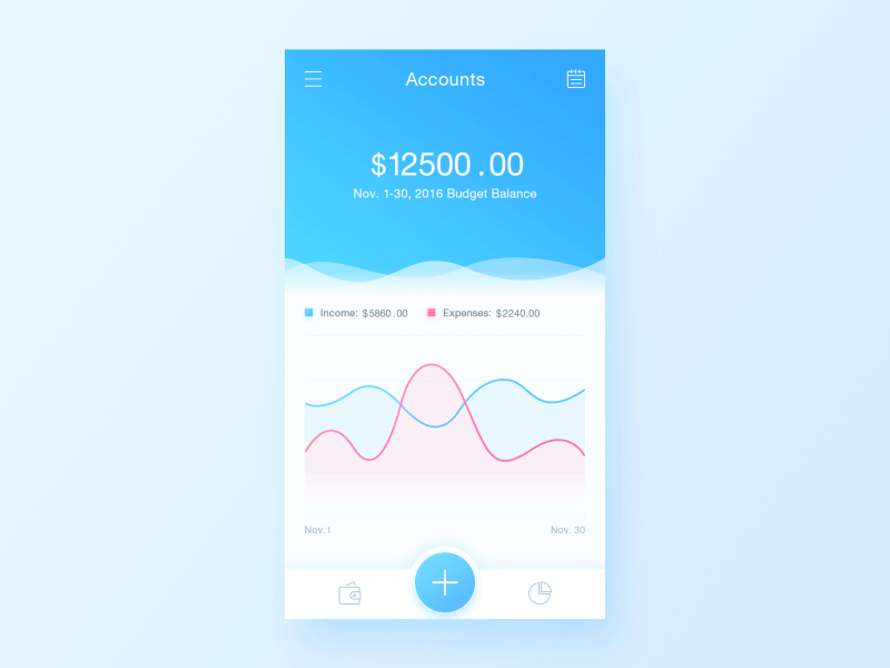 Accounting App accounts budget balance daily ui expenses income