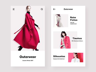 E-Commerce App categories clothing coat e commerce ecommerce outerwear product red style shopping ui ux