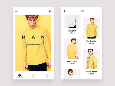 E-Commerce campaign categories clothing e-commerce ecommerce man product shop ui ux yellow style