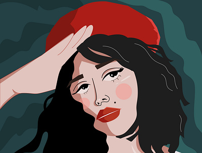 Girl with a red hat design illustration vector