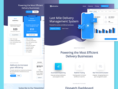 Product Design for Delivery Management System 2019 trend agency blue and white branding delivery app design trends flat hero banner homepage illustrative landing page logo minimalistic product designer texture ui deisgn user center design ux design waves white background