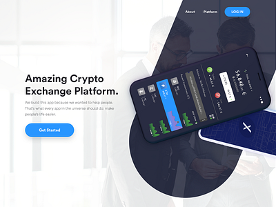 Crypto App Full View app mockup bitcoin clean creative crypto crypto currency crypto exchange crypto trading designer ethereum free psd landing landing page minimalist design ui design ux designer wallet web webdesign white colors