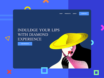 Expolring Hero Part Of An Ecommerce Website abstract art beauty blue clean clean ui ecommerce hero banner hero images illustration lady lipstick model shopify shopify store shopify theme shopping ui ux design web design women