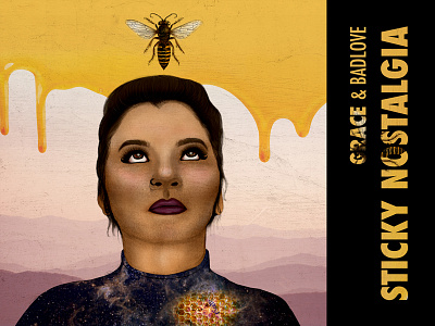 Sticky Nostalgia - Grace & Badlove album bee cover eyes girl honey illustration music spotify woman