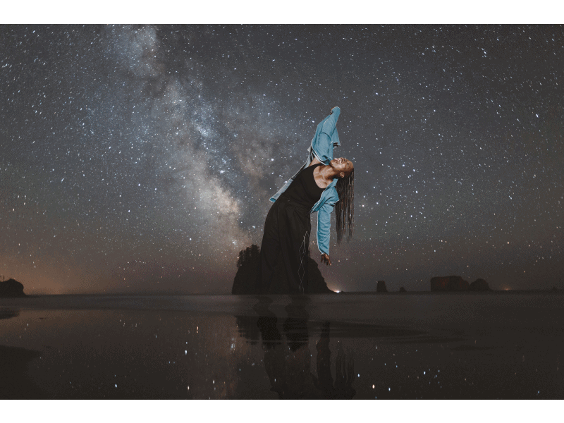 Surfing Galaxies with Tish Hyman artwork collage edition galaxy mountain music night ocean sea sky star surf