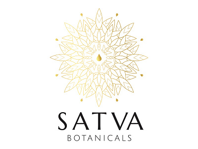 Satva Botanicals botanic cannabis cosmetic drop gold leaf logo luxury mandala minimal natural