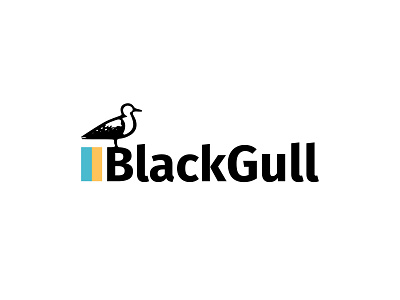 BlackGull bird black blackbird block chain illustrator logo simple technology typo