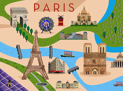 The Essential of Paris france illustration isometric isometric illustration map maps paris vector