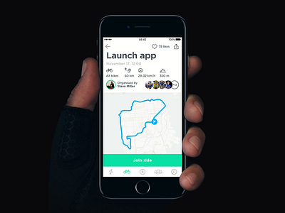 App launch teaser app cycling ios iphone join map photo ui