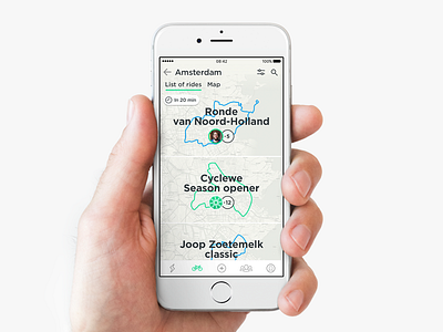 List of rides app cycling interface ios iphone join map photo ui
